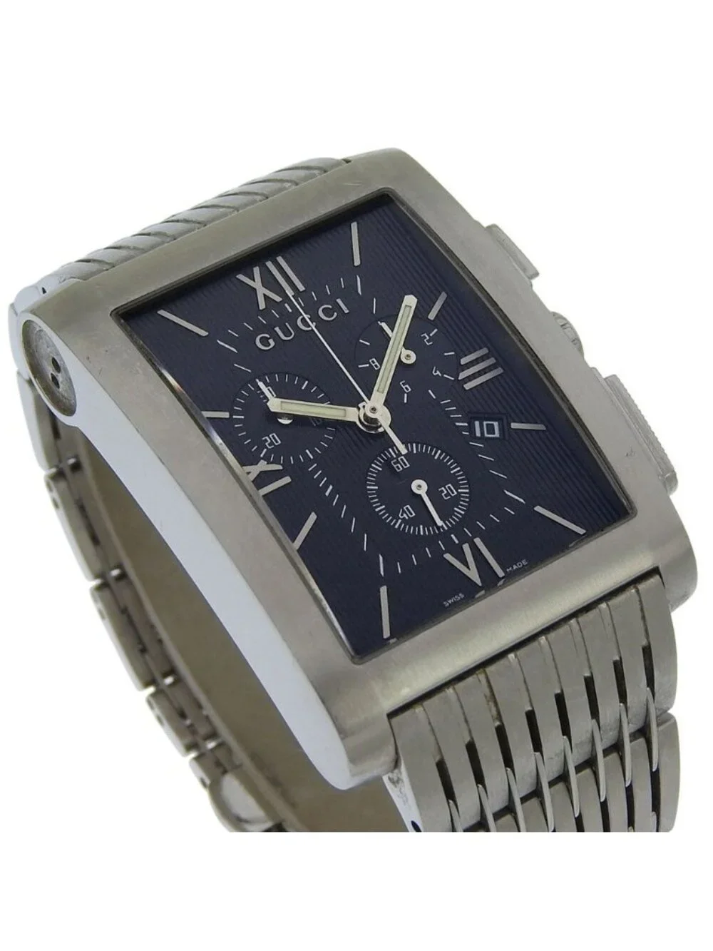 Gucci Metro Stainless Steel Quartz Chronograph Black Dial Watch